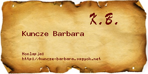 Kuncze Barbara névjegykártya